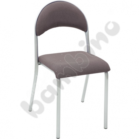 Krzesło P tapicerowane wys. 6 srebrne - beżowo-brązowa kratka